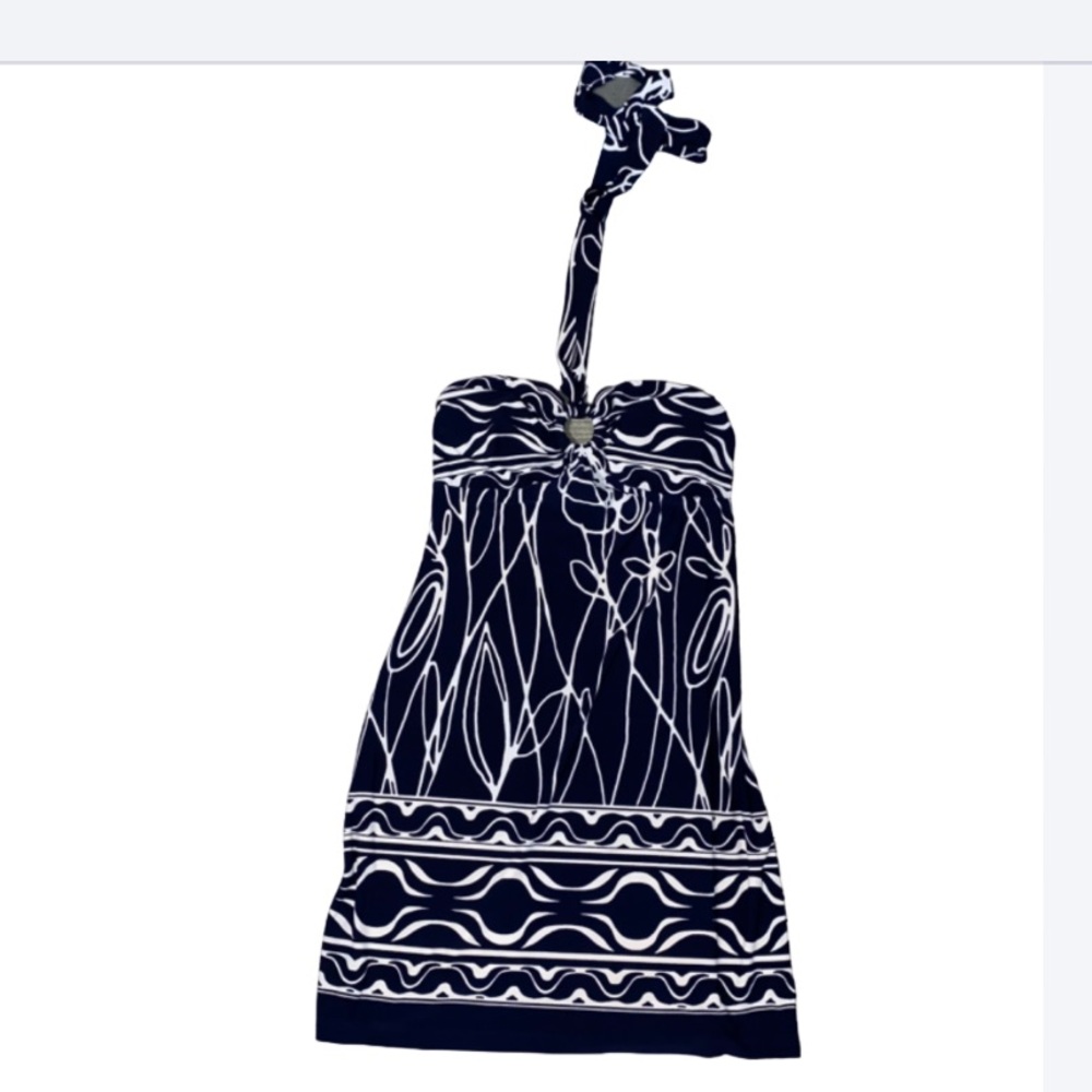 Perfect Little Y2K Halter Dress Ring Tie Top Sweet Storm Med Black White Floral
